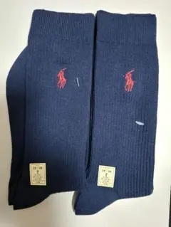 【新品未使用】ラルフローレン　ネイビー　ソックス　 24-26㎝　 赤馬刺繍
