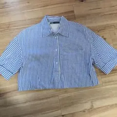 ZARA ストライプ柄 半袖シャツ クロップド丈