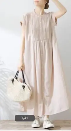 サニーレーベル　エアリーコットンピンタックワンピース