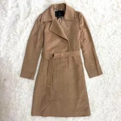 【美品】INED　カシミヤ100% ベルテッドコート ロングコート　キャメル