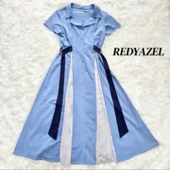 美品✨ REDYAZEL 配色ダブルバックルシャツ半袖ワンピース