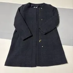 ダークグレー チェック柄 ロングコート GLOBAL WORK