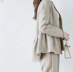 No6721 XL ペプラム パンツスーツ セットアップ フォーマル 体型カバー