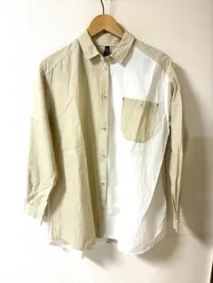 美品　NORTHERN TRUCK 長袖シャツ ストライプ 切替 ベージュ Mのサムネイル