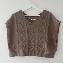 INGNI ブラウン Vネック ニットベスト