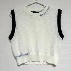 ZARA ホワイト ニットベスト ノースリーブ