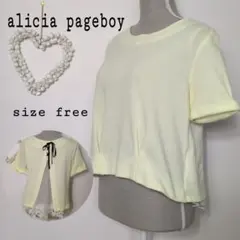 alicia pageboy カットソー レース バックリボン イエロー フリー