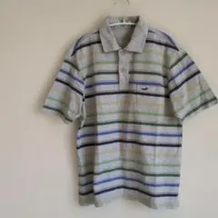 【Crocodile】クロコダイル　グレー　ポロシャツ　ボーダー　Мサイズ