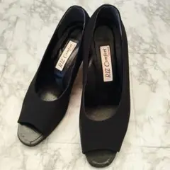 RIZ Comfort ブラック オープントゥパンプス