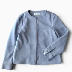 ROPÉ PICNIC ノーカラー ジャケット スエード調 ブルーグレー Mのサムネイル