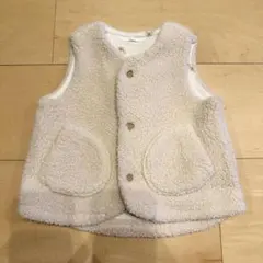 【美品】ベビーベスト UNIQLO くま柄 ベージュ 70cm