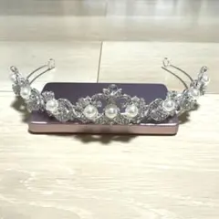 ウェディングティアラ シルバー パール