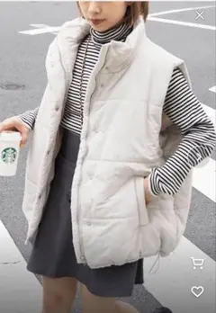 【tiptop】スタンドカラーBIGダウンベスト【新品未使用タグ付】アイボリー☆