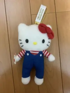 ハローキティー展　ぬいぐるみマスコット　オーバーオール