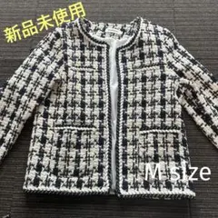 【新品未使用】Shenhaifushi ノーカラー ツイードジャケット M