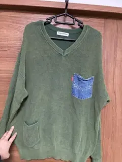 RODEO CROWNS グリーン Vネックニット