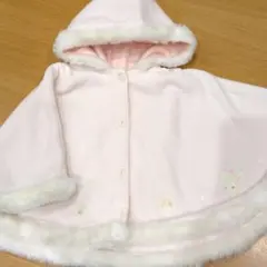 フード付きピンクベビーポンチョ