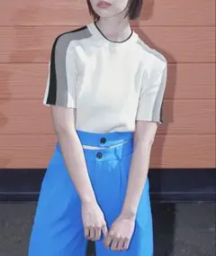 miette ミエット／配色ライン 半袖 リブ トップスのサムネイル