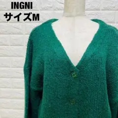 INGNI ダークグリーン Vネック カーディガン M オシャレ 秋冬【878】