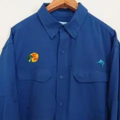 ☆US古着ワークシャツ/フィッシングシャツ/魚/L