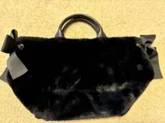 ブラックファートートバッグ リボン付き