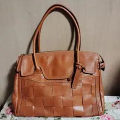 超美品・Dakota ダコタレザー ハンドバッグ 編み込み ブラウン