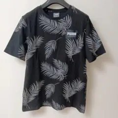 PUMA 半袖Tシャツ Ｍ ブラック 葉柄
