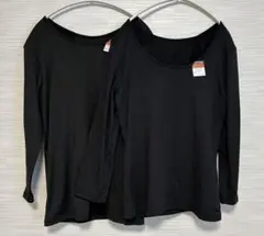 新品　あったか裏起毛インナー 黒 カップ付き 2枚セット　サイズ ：L