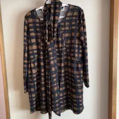 チェック柄長袖シャツワンピース