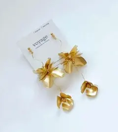 【再販】マットゴールド フラワー ピアス イヤリング ブライダル ハンドメイド