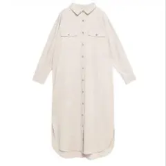 anuans リネン混シャツワンピース　ベージュ