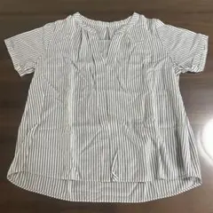 GLOBALWORK さらさらリラックス2WAYタック半袖 ストライプ M