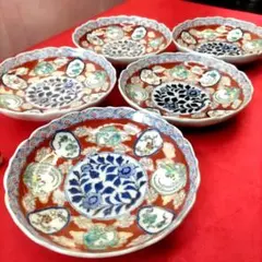 【美品】有田焼 其泉窯 寿桃 金彩 銘々皿 5枚セット 縁起物 美品】有田焼 其泉窯 （賞美堂本店） 寿桃 金彩 銘々皿 5枚セット