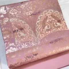 5 ピンク系　名古屋帯　キラキラ　鳥　個性的　オシャレ　裏地　正絹　動物