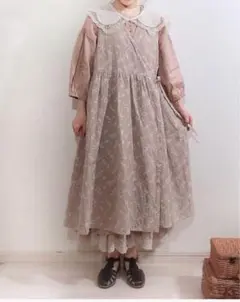 SM2 サマンサモスモス リネン混 レモン柄 刺繍 カシュクールワンピース