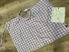 パンダゴン　コットン100 授乳ケープ　チェック　パープルのサムネイル