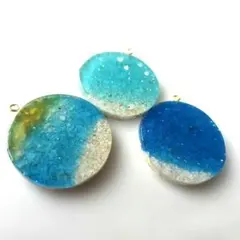 小さな海レジン 3点セット｜朝・昼・夕の海｜約6cm｜ハンドメイド