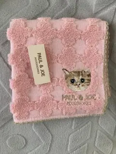 新品　PAUL & JOE 猫 タオルハンカチ　ピンク　ポール & ジョー