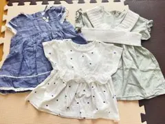 80 女の子 夏服　まとめ売り ワンピ トップス　くすみ　保育園　おしゃれ　半袖