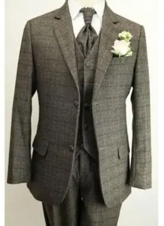 茶色系 チェック柄 スーツ