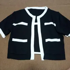 グレイル　黒と白のニットカーディガン　キャミ付き
