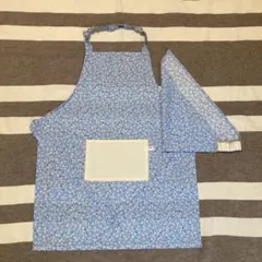 キッズエプロン　子供エプロン　三角巾セット　120-130 キッズ花柄エプロン