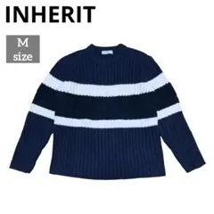 ★INHERIT ボア切り替えニットセーター ネイビー M size★