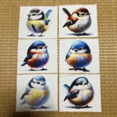 027 可愛い小鳥のパネル生地 6枚セット　カラフル