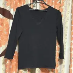 長袖インナー　裏起毛　L レディース　インナー　長袖　黒　秋　冬 Vネック