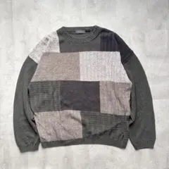 【VAN HEUSEN】USA製 コットン素材切り替えデザインニット XXL