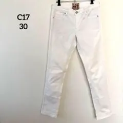 シーセブンティーン ホワイトデニムパンツ スリム 30 無地　シンプル細身　美脚