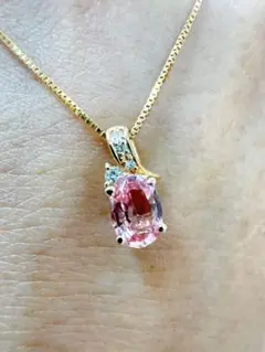 ナカ様専用　中古　K18ピンクゴールド　パパラチアサファイア鑑別あり　ネックレス