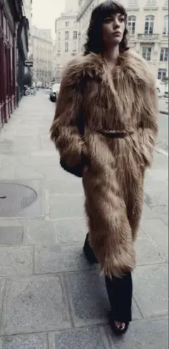 お値引きしました。完売&新品ーZARA ロングファーコート（定価42990円