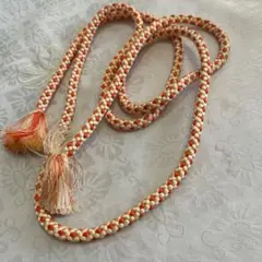 オレンジと白の帯締め 房付き